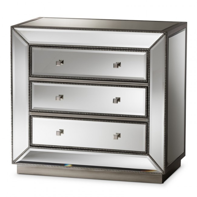 Picture of Baxton Studio RXF-679 Edeline Hollywood Regency Glamour Style Mirrored 3-Drawer Chest