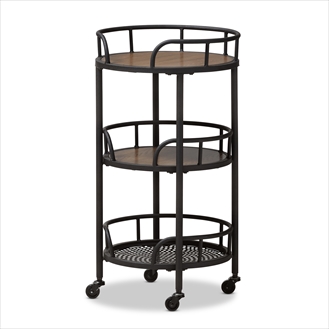 Picture of Baxton Studio YLX-9052 Bristol Rustic Industrial Style Metal & Wood Mobile Serving Cart