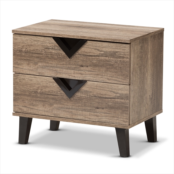 W-602A Swanson Modern Light Brown Wood Nightstand - 2 Drawers - Durable Design