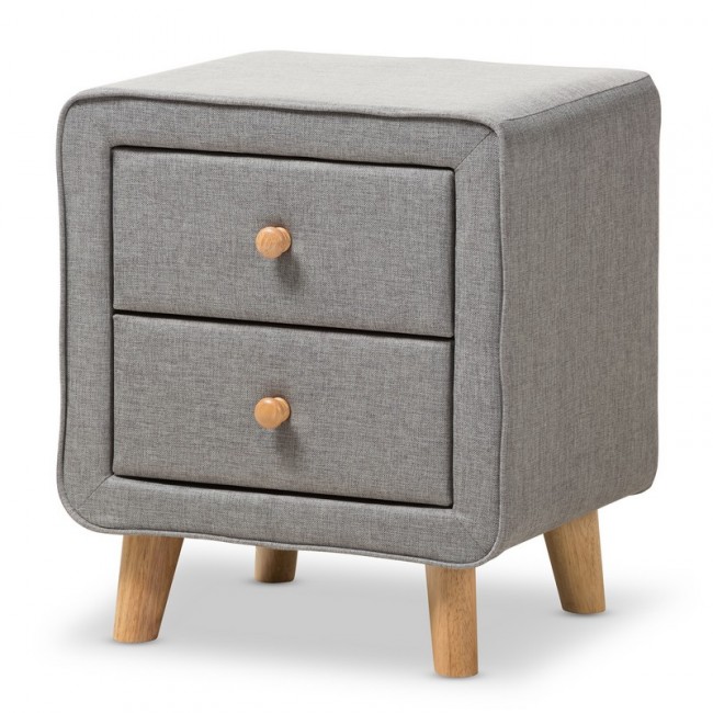 Picture of Baxton Studio BBT3140-Grey-NS-800F Jonesy Mid-Century Grey Fabric Upholstered 2-Drawer Nightstand