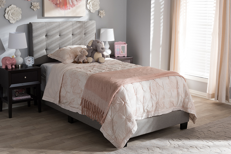 CF8747B-Grey-Twin Brookfield Modern & Contemporary Light Grey Fabric Twin Size Bed