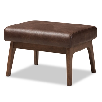 Picture of Baxton Studio Bianca-Dark Brown-Walnut Brown-Otto 15.35 x 22.64 x 18.5 in. Bianca Mid Century Modern Wood Distressed Faux Leather Ottoman  Dark Brown & Walnut Brown