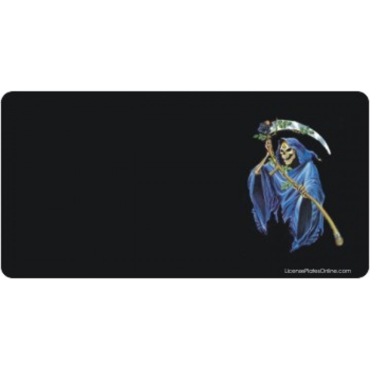 LPO3229 Offset Death on Black Photo License Plate