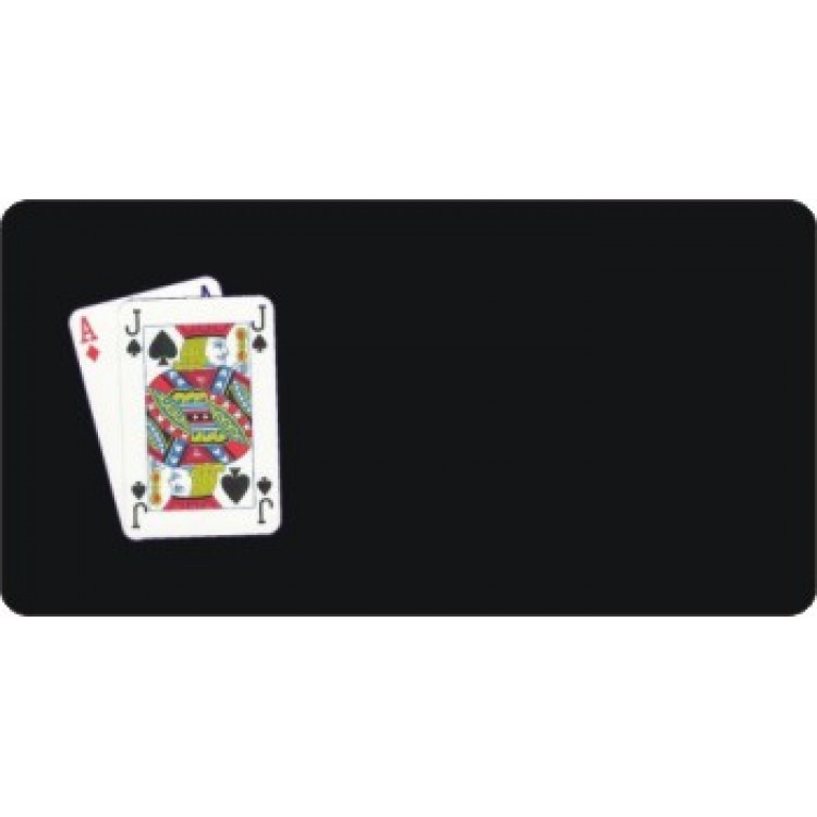 LPO3240 Offset Blackjack Playing Cards on Black Photo License Plate