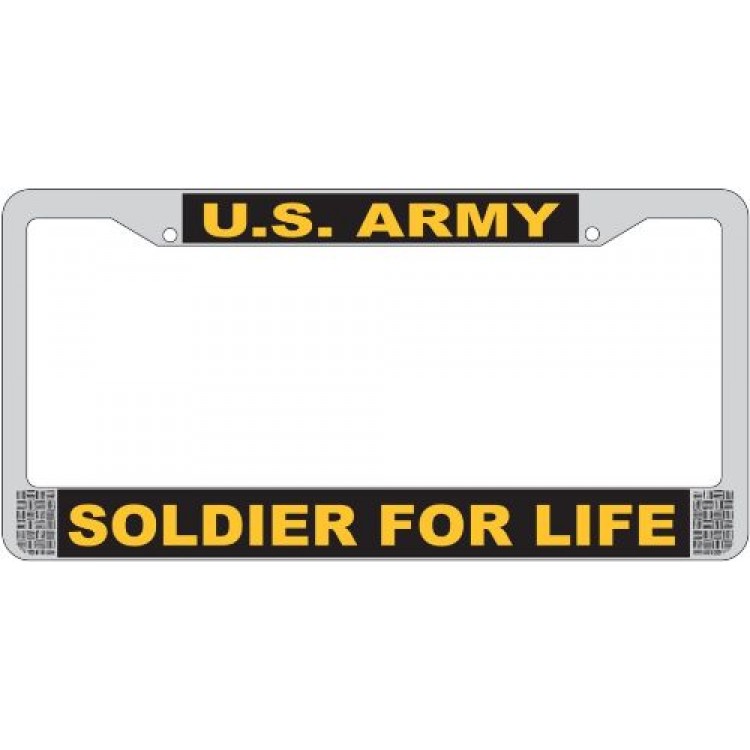 LFA37 6 x 12 in. U.S. Army Soldier for Life Chrome License Plate Frame