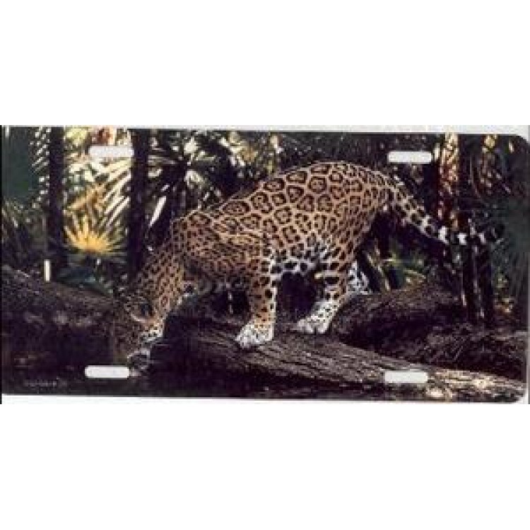 LPO3242 6 x 12 in. Pouncing Jaguar Photo License Plate