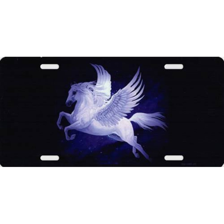 LPO3245 6 x 12 in. Centered Pegasus on Black Photo License Plate