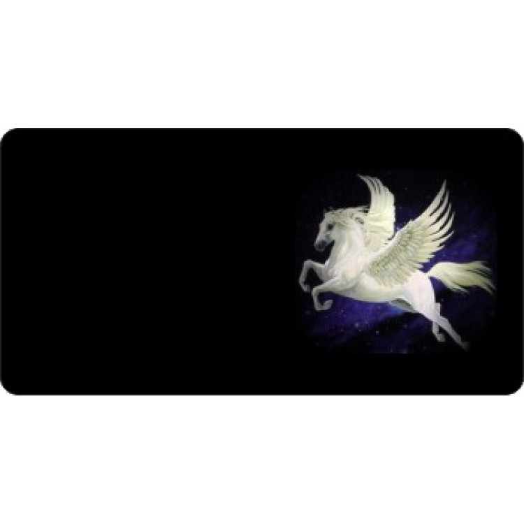 LPO3246 6 x 12 in. Offset Pegasus on Black Photo License Plate