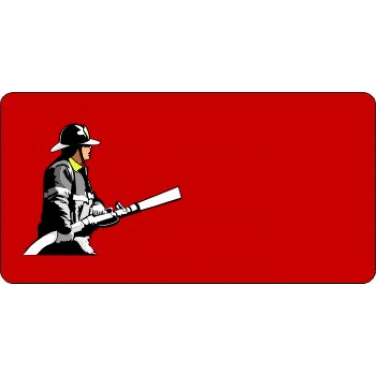 LPO3255 6 x 12 in. Offset Fire Fighter with Hose Photo License Plate