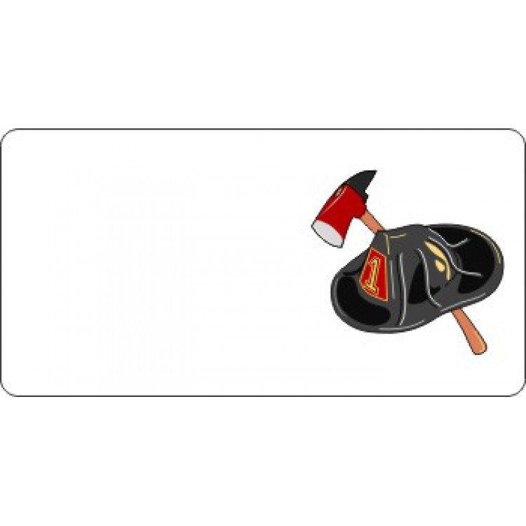 LPO3267 6 x 12 in. Offset Fire Fighter Helmet & Axe Photo License Plate