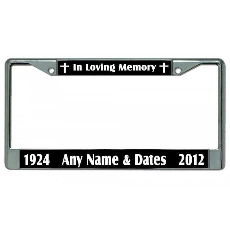 LPO3282 6 x 12 in. In Loving Memory Your Text Here Chrome License Plate Frame