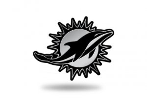 MEM1101 3 x 3 in. Miami Dolphins Chrome Auto Emblem