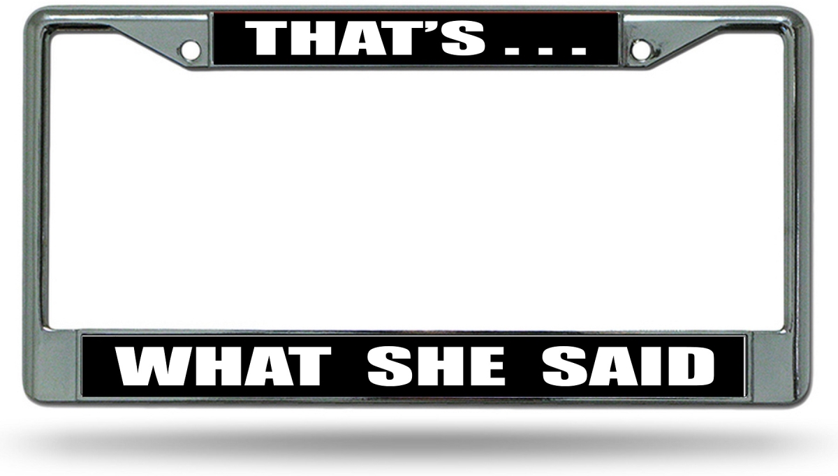 LPO8122 6 x 12 in. Thats What She Said Chrome License Plate Frame