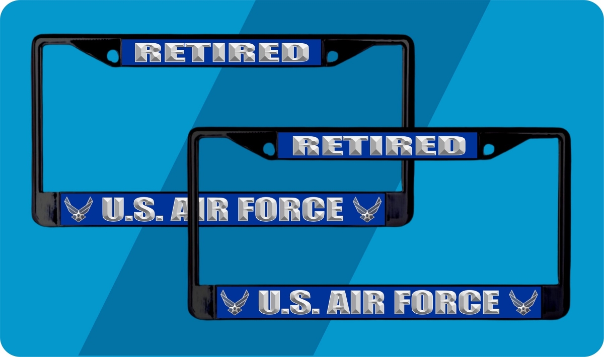 LPO8127 6 x 12 in. U.S. Air Force Retired Black License Plate Frame - Pack of 2