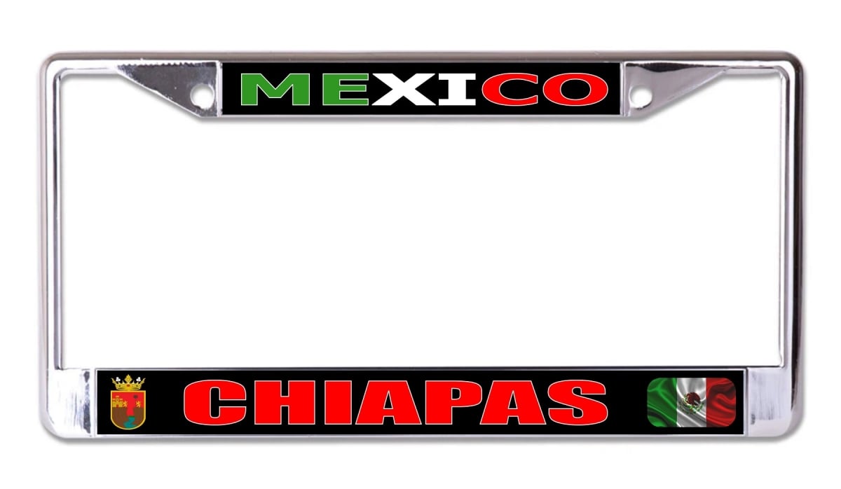 LPO8190 6 x 12 in. Mexico Chiapas Chrome License Plate Frame