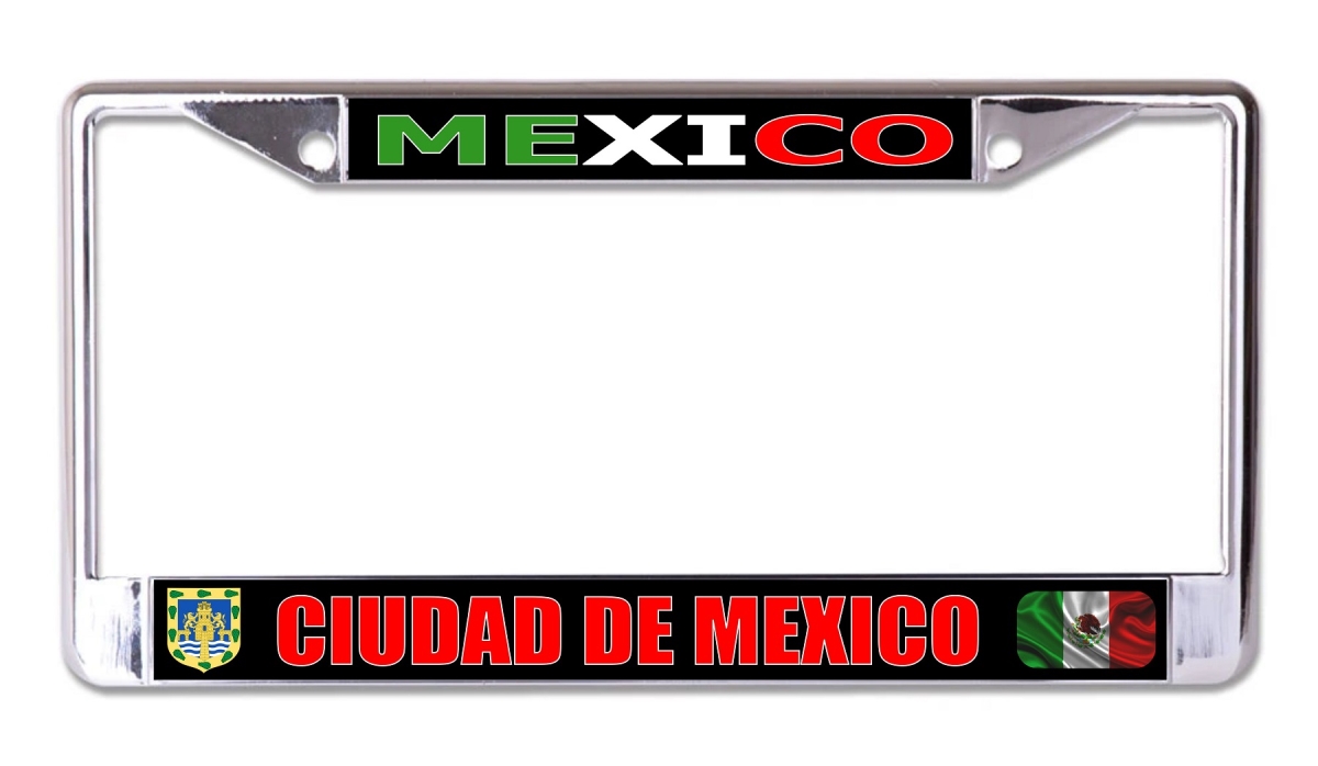 LPO8192 6 x 12 in. Mexico Ciudad De Mexico Chrome License Plate Frame