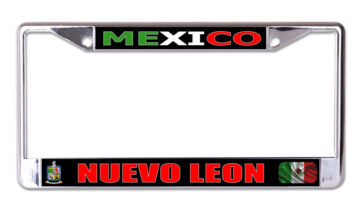 LPO8203 6 x 12 in. Mexico Nuevo Leon Chrome License Plate Frame