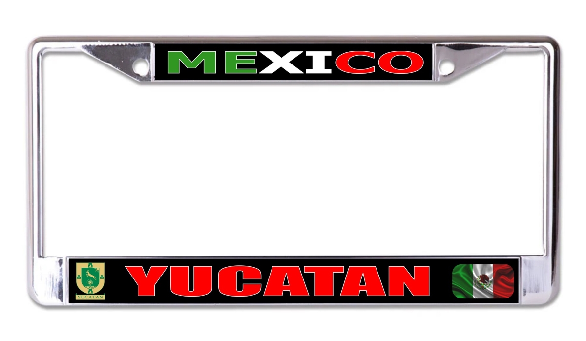 LPO8215 6 x 12 in. Mexico Yucatan Chrome License Plate Frame