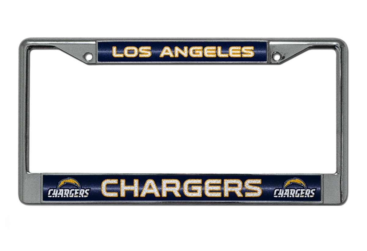 FCGL3402 Los Angeles Chargers Glitter Chrome License Plate Frame