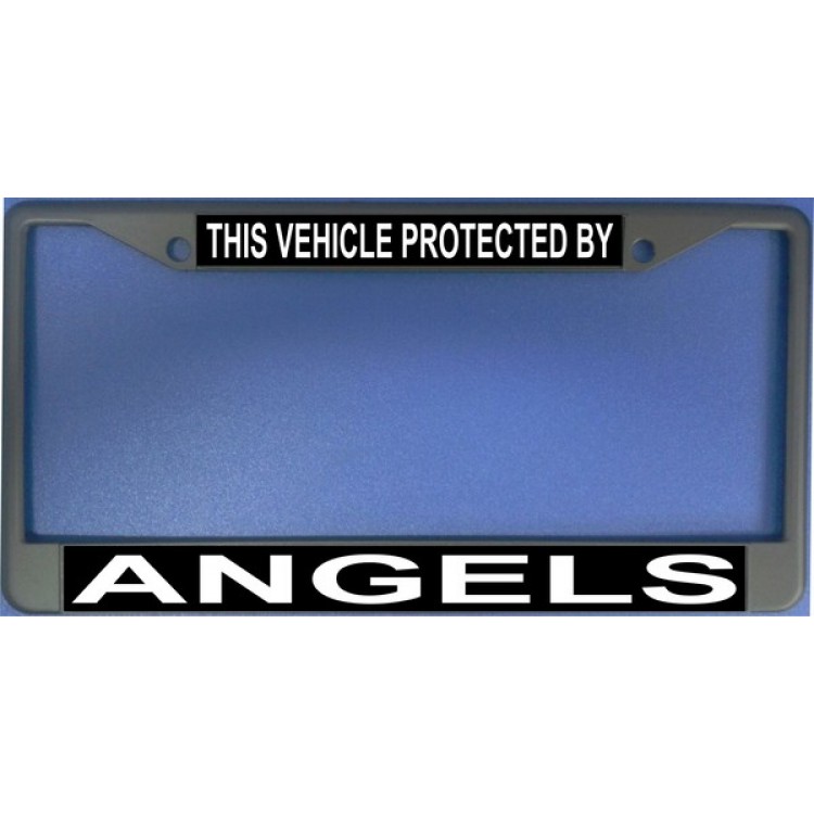 LPO988 This Vehicle Protected by Angels Metal License Plate Frame