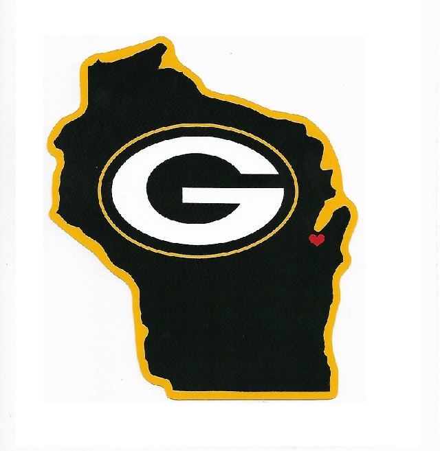 HSS3301 5 x 5 in. Green Bay Packers Home State Vinyl Sticker