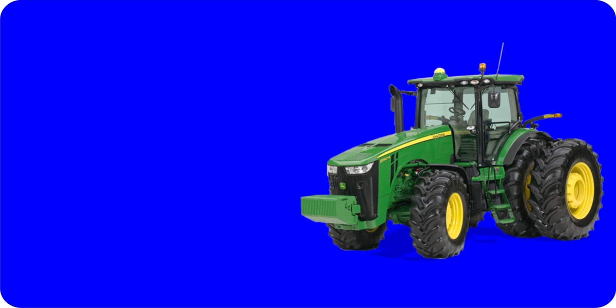 LPO1016 John Deere Tractor Offset on Blue Plate