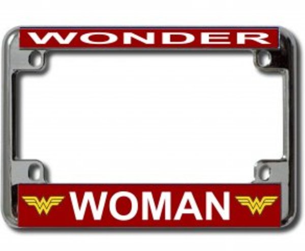 LPO2591 Wonder Woman Chrome Motorcycle License Plate Frame