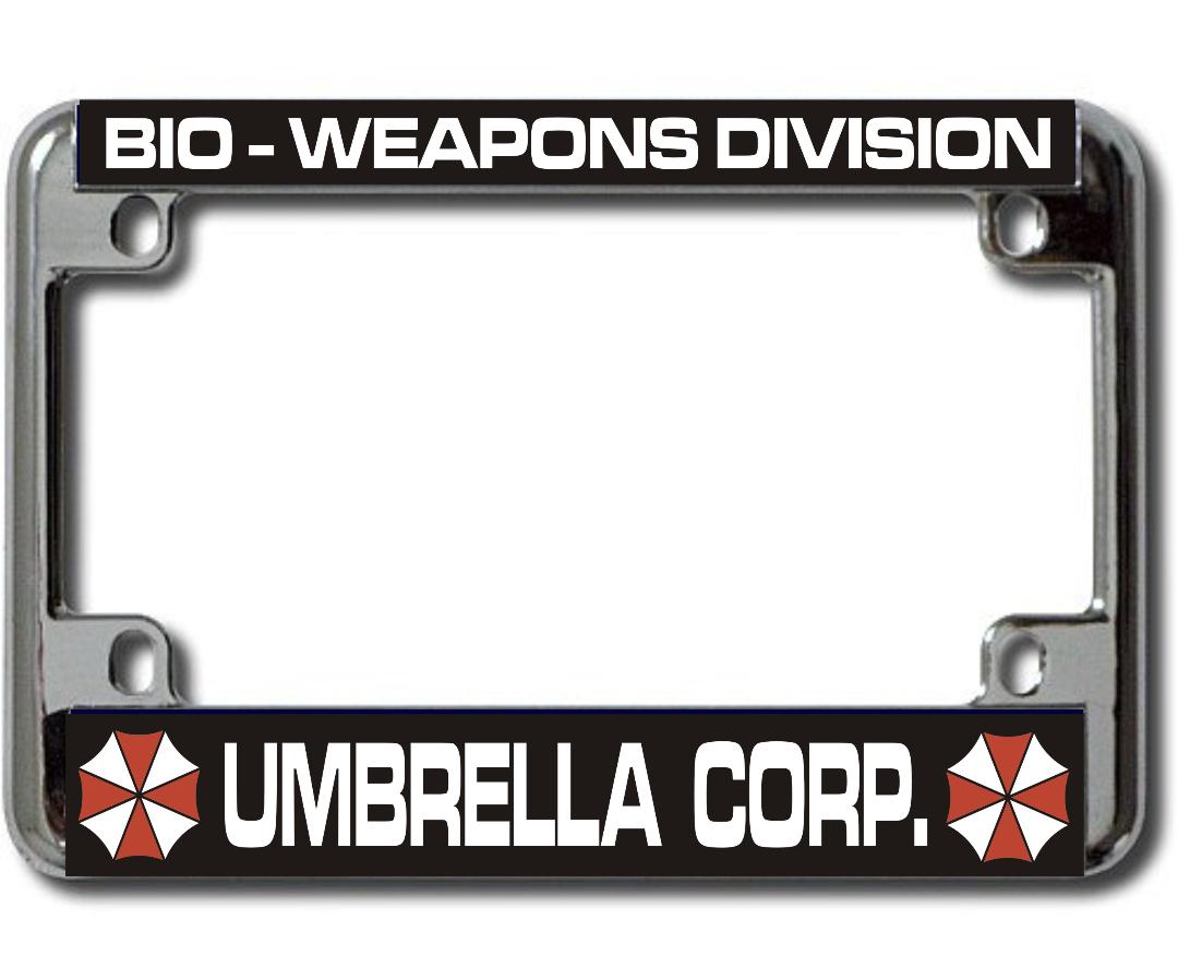 LPO4388 4 x 7 in. Umbrella Corp Bio Weapons Chrome Motorcycle License Plate Frame