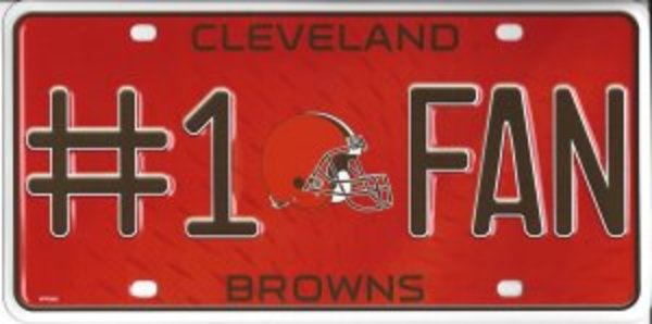 MTF2802 6 x 12 in. Cleveland Browns No.1 Fan Metal License Plate