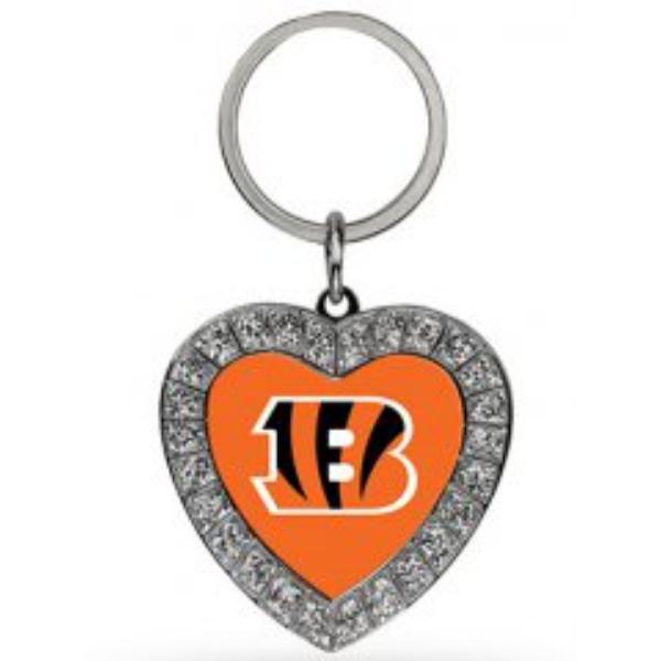MKH3201 Cincinnati Bengals Bling Rhinestone Heart Key Chain