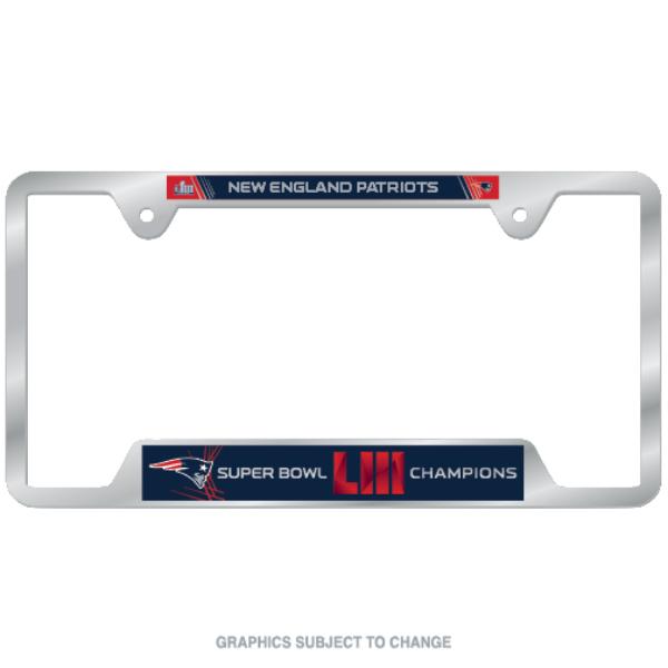 WC85960113 6 x 12 in. England Patriots Super Bowl Champs Chrome License Plate Frame