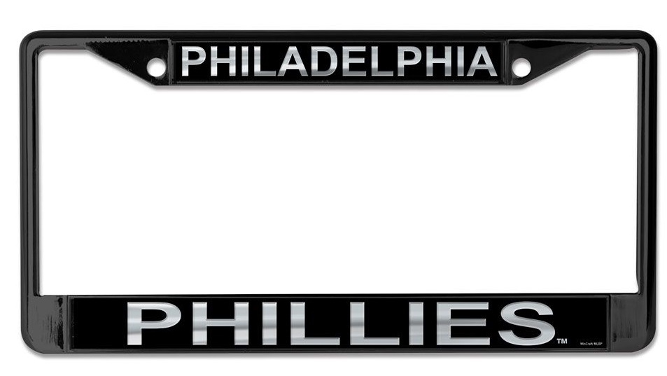 WCF0372419 Philadelphia Phillies Laser Black License Plate Frame
