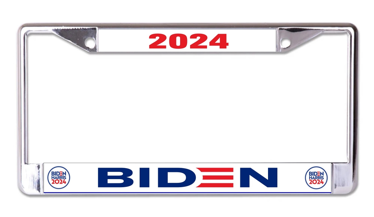 LPO7377 6 x 12 in. Biden Harris 2024 Chrome License Plate Frame