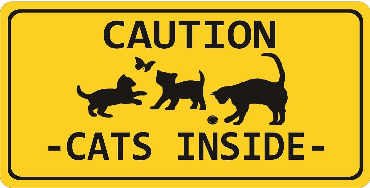 LPO7465 6 x 12 in. Caution Cats Inside Photo License Plate
