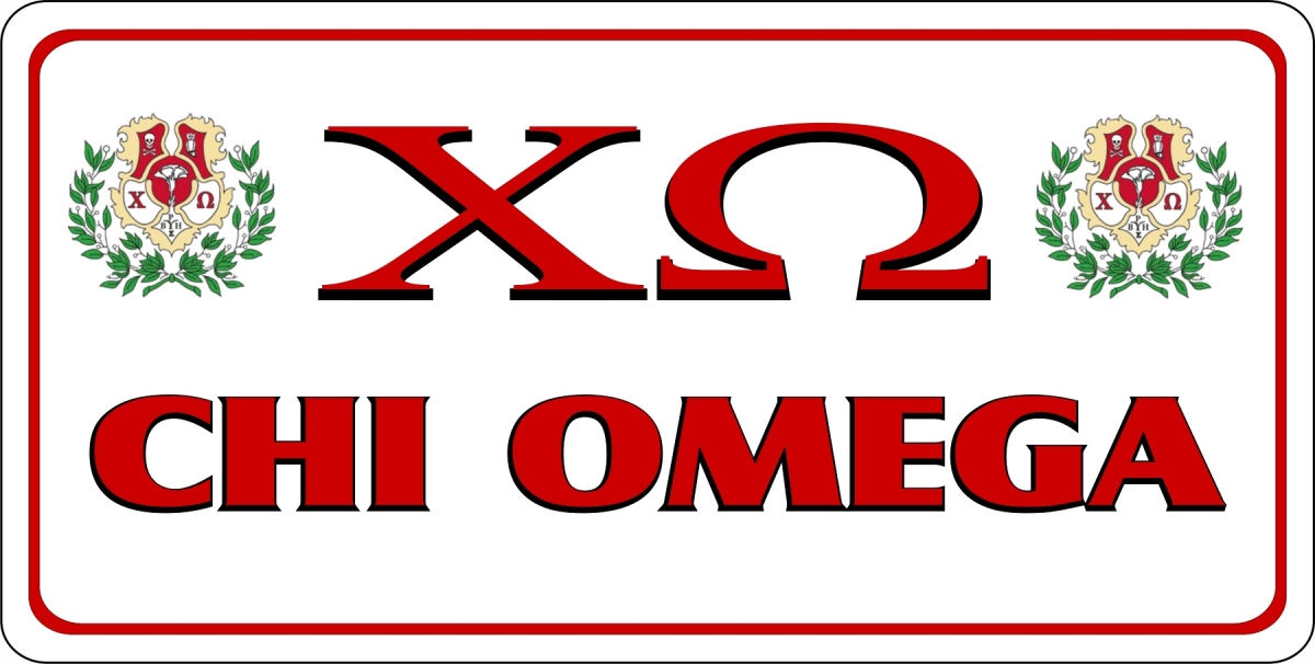 LPO7580 6 x 12 in. Chi Omega Photo License Plate