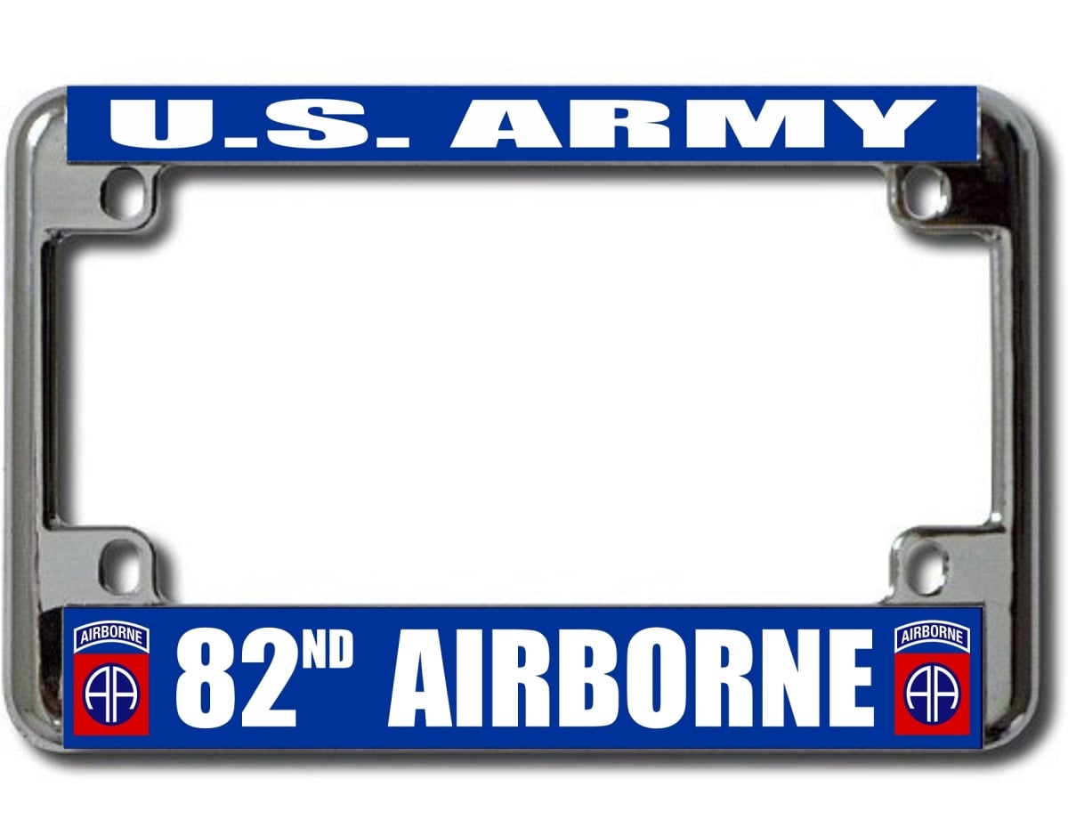 LPO2388MC 4 x 7 in. US Army 82nd Airborne Chrome Motorcycle License Plate Frame