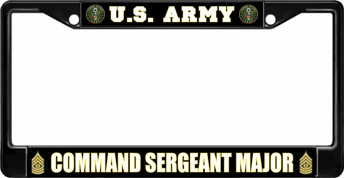 LPO2011B 6 x 12 in. U.S. Army Command Sergeant Major Black License Plate Frame