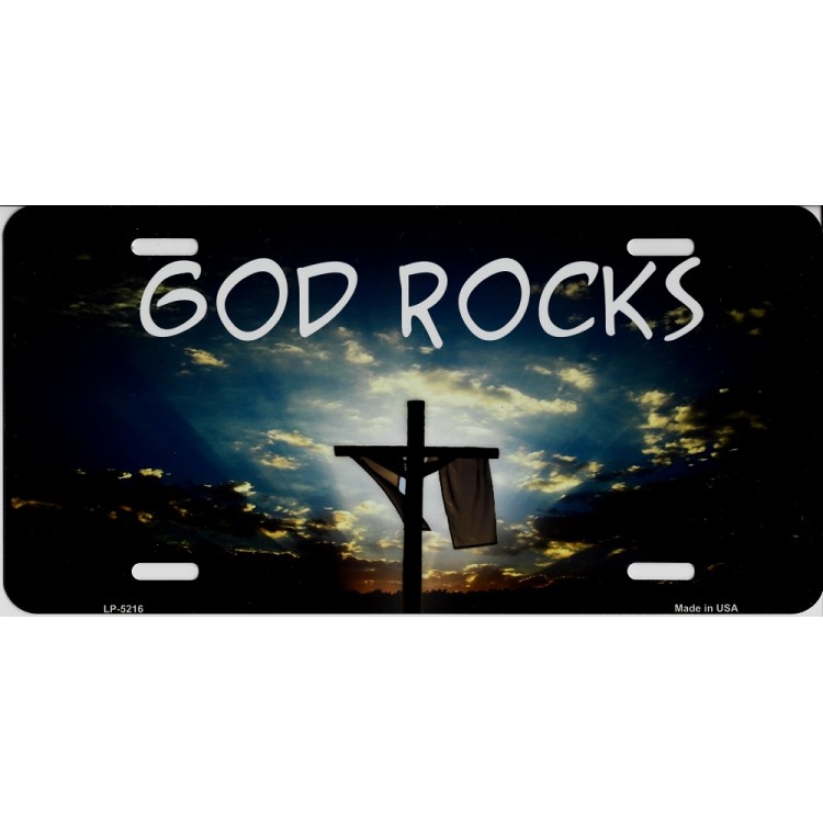LP-5216 6 x 12 in. God Rocks Metal License Plate