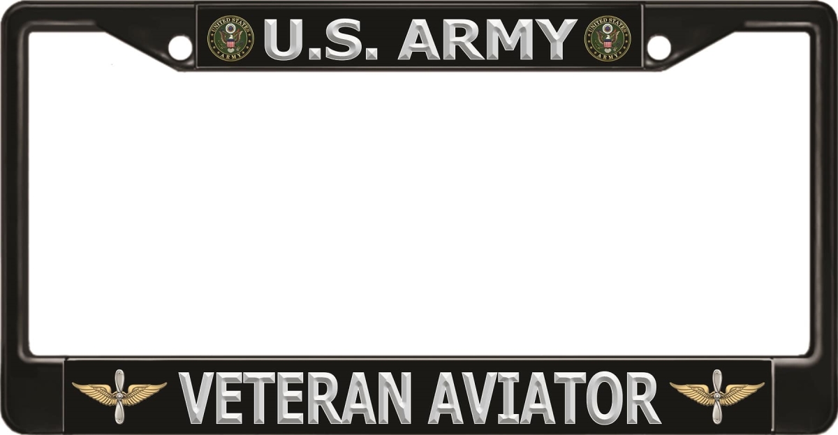 LPO7223B 6 x 12 in. U.S. Army Veteran Aviator Black License Plate Frame