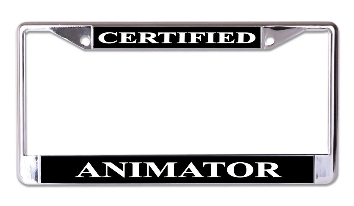 LPO7741 6 x 12 in. Certified Animator Chrome License Plate Frame
