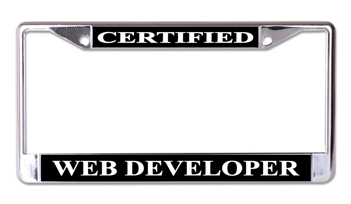 LPO7769 6 x 12 in. Certified Web Developer Chrome License Plate Frame -  212 Main