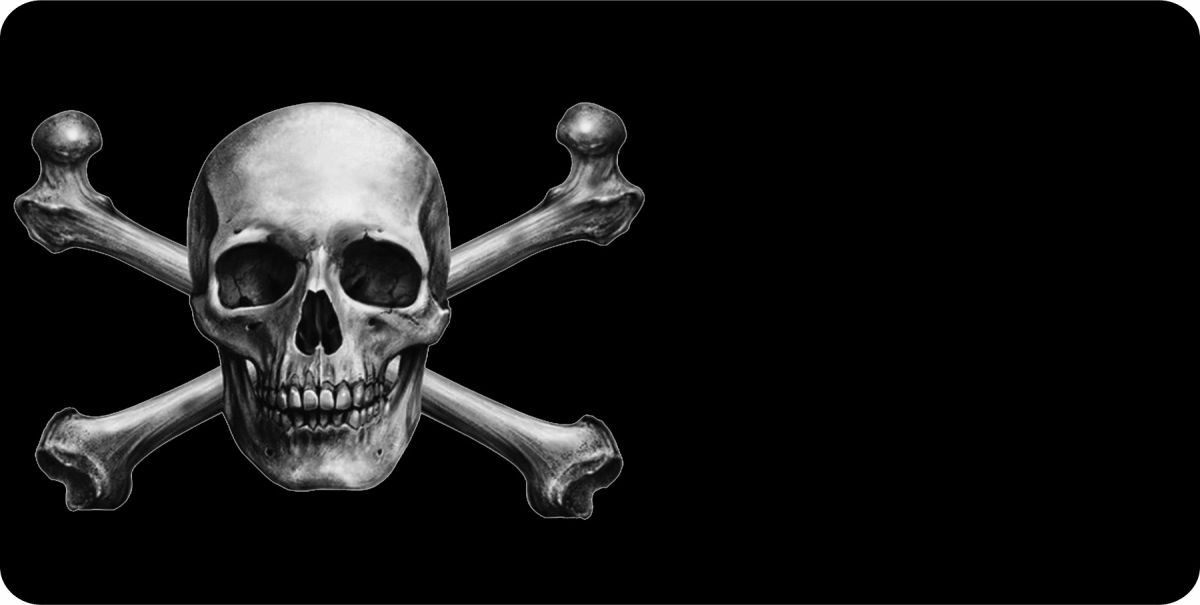 LPO7856 Jolly Roger Offset Black Photo License Plate