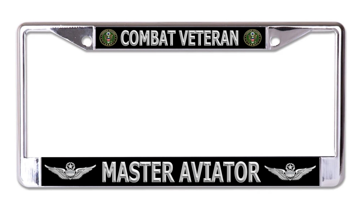 LPO7874 6 x 12 in. U.S. Army Master Aviator No.2 Chrome License Plate Frame