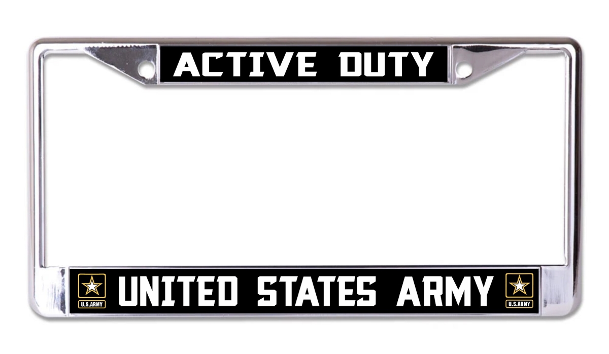 LPO7941 6 x 12 in. U.S. Army Active Duty Chrome License Plate Frame
