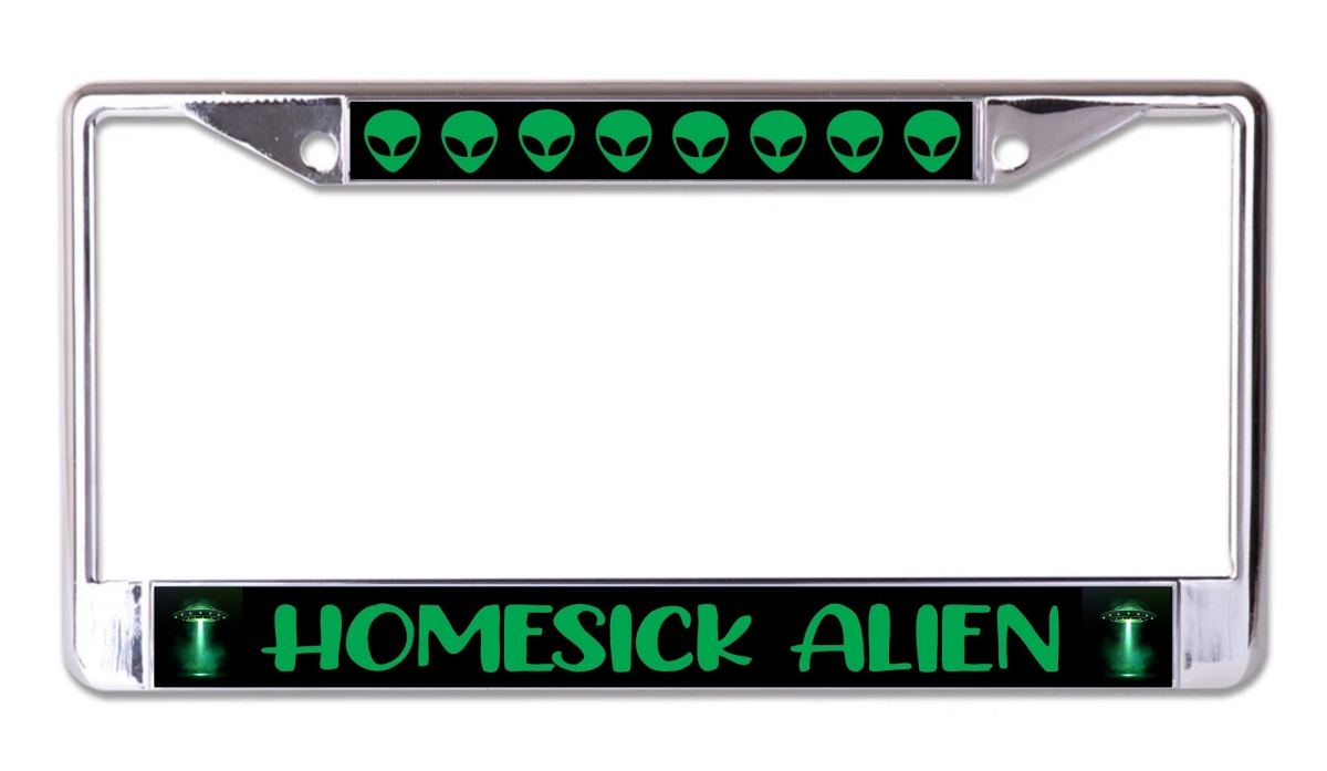 LPO8034 6 x 12 in. Homesick Alien Chrome License Plate Frame