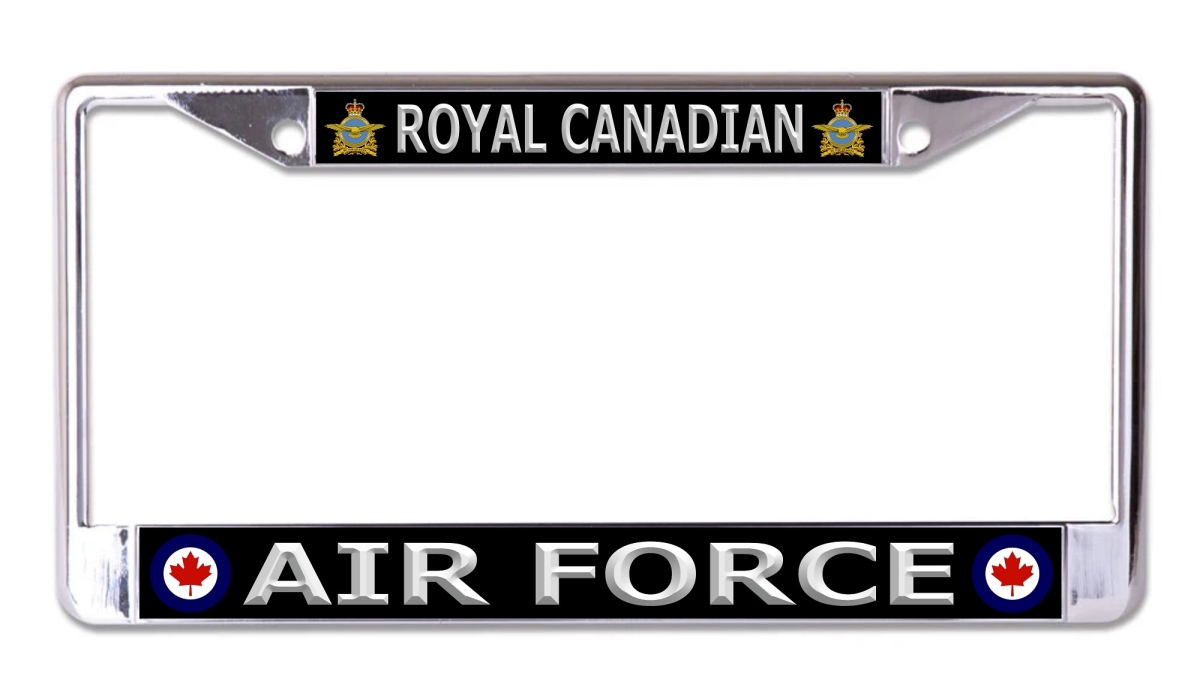 LPO8045 6 x 12 in. Royal Canadian Air Force Silver Letters Chrome License Plate Frame