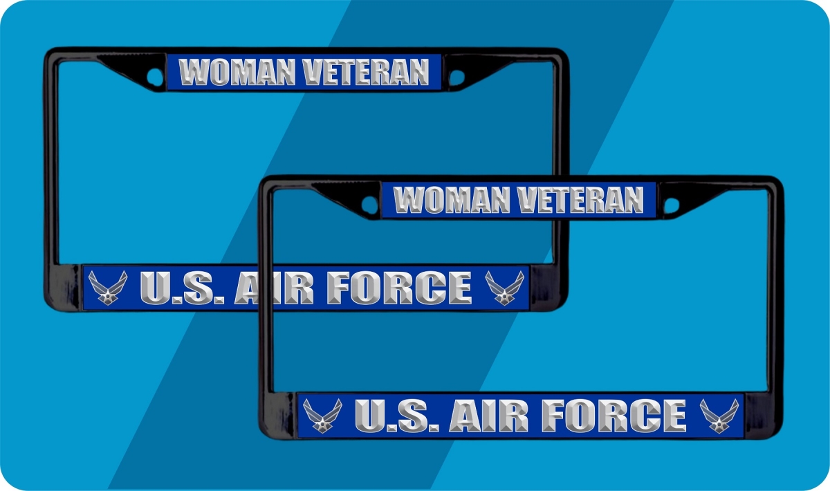 LPO8132 6 x 12 in. U.S. Air Force Woman Veteran Black License Plate Frame - Pack of 2