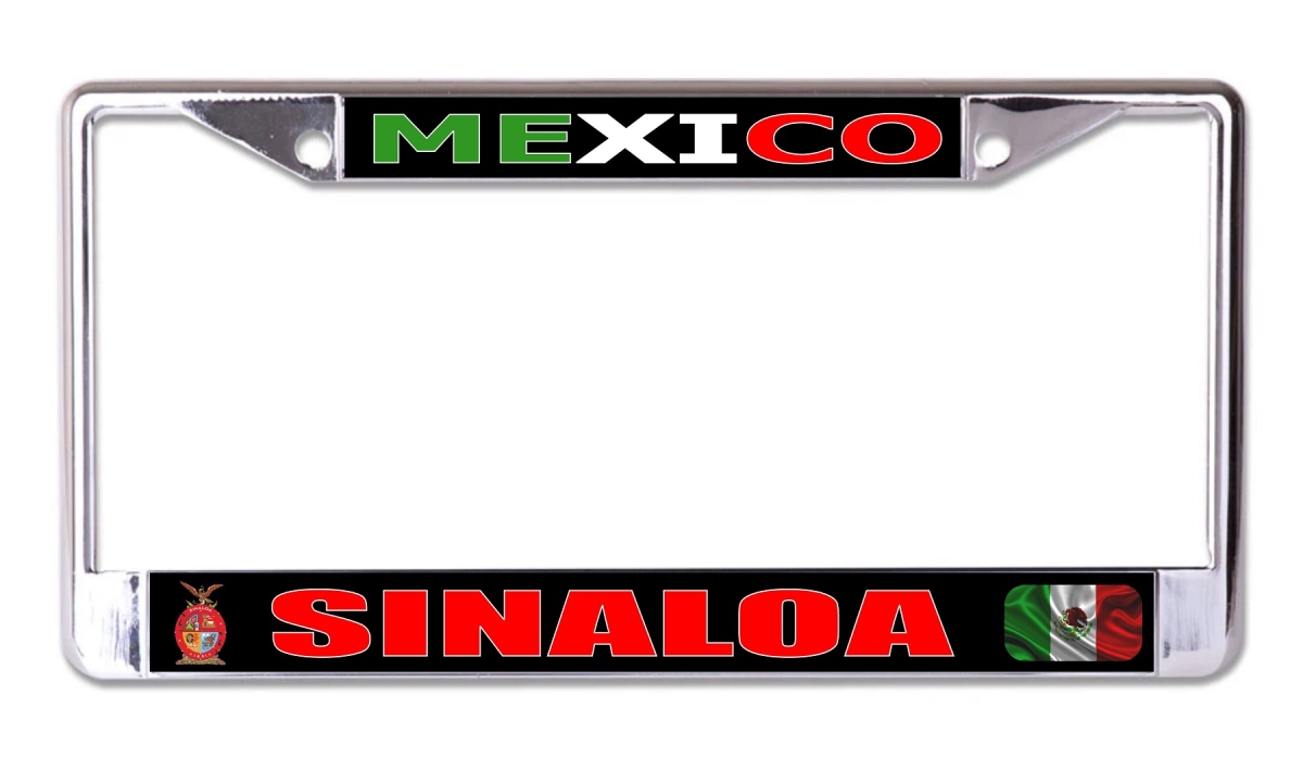 LPO8209 6 x 12 in. Mexico Sinaloa Chrome License Plate Frame