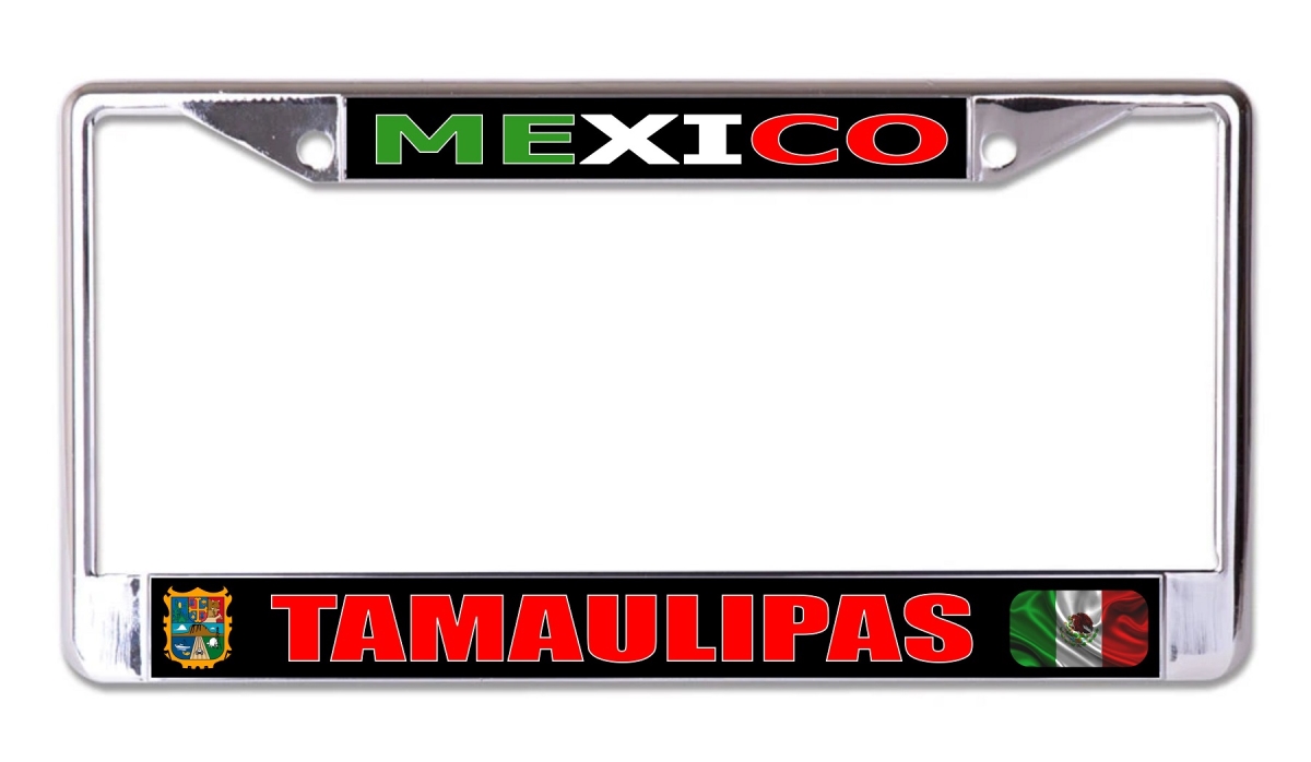 LPO8212 6 x 12 in. Mexico Tamaulipas Chrome License Plate Frame