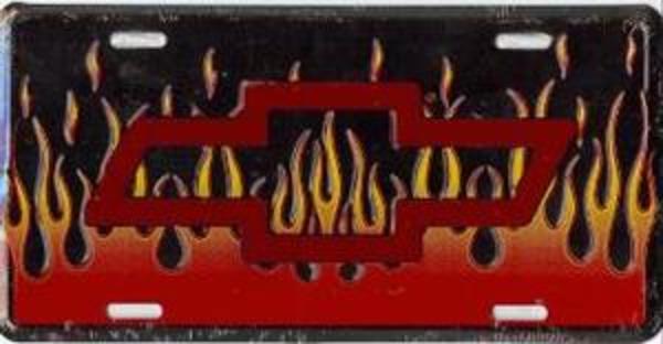LP2593 6 x 12 in. Chevrolet Bowtie with Flames License Plate